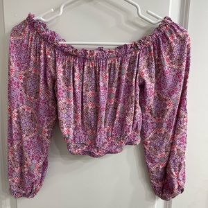 Juniors paisley peasant crop top size xs